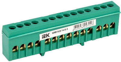 Шина PE "земля" в корп. изоляции на DIN-рейку ШНИ-6х9-14-К-З ИЭК YNN10-69-14KD-K06