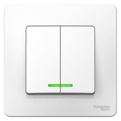 Выключатель 2-кл. СП BLANCA (сх.5) 10А 250В с подсветкой бел. SchE BLNVS010511