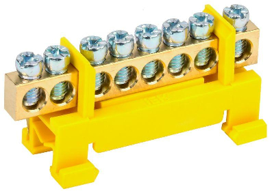 Шина PE "земля" на DIN-изол. "Стойка" ШНИ-6х9-8-С-Ж ИЭК YNN10-69-8P-K05