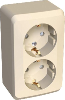 Розетка 2-м ОП Этюд 16А защ. шторки с заземл. крем SchE PA16-008K