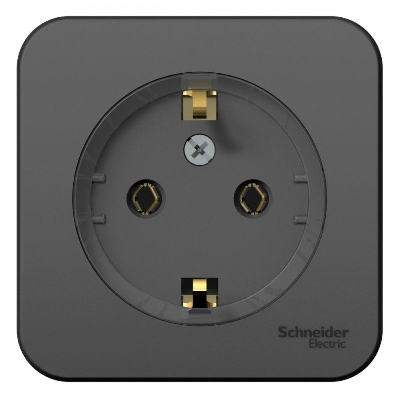 Розетка 1-м ОП BLANCA (КОМПАКТ) 16А 250В без. шторок с заземл. изол. пласт. антрацит SchE BLNRA110116